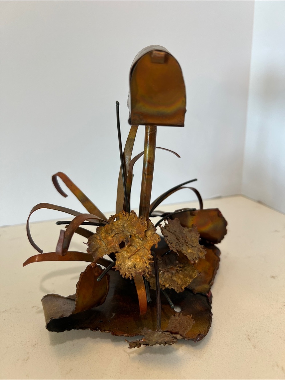 Vintage Handmade Welded Metal Mailbox Folk Art Sculpture Industrial Decor - Picture 2 of 8